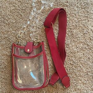 Crossbody Clear Game Day or Concert Bag with two interchangeable straps